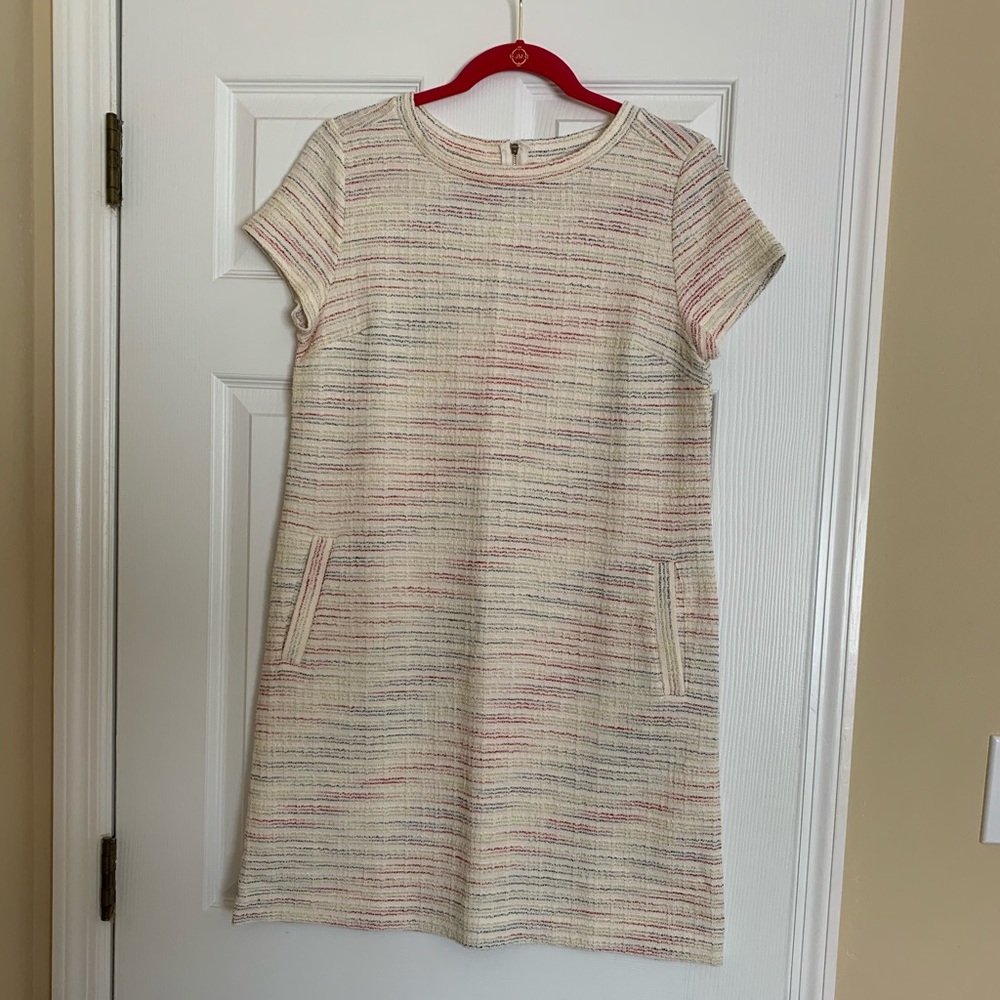 Loft boucle tweed cream multicolored dress